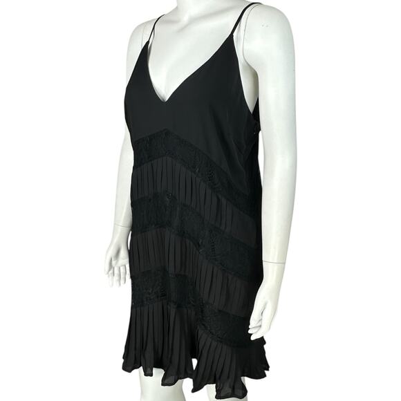 Greylin Mini Slip Dress Medium Romantic Whimsigoth Lace Pleated Grunge Flapper - Picture 1 of 11